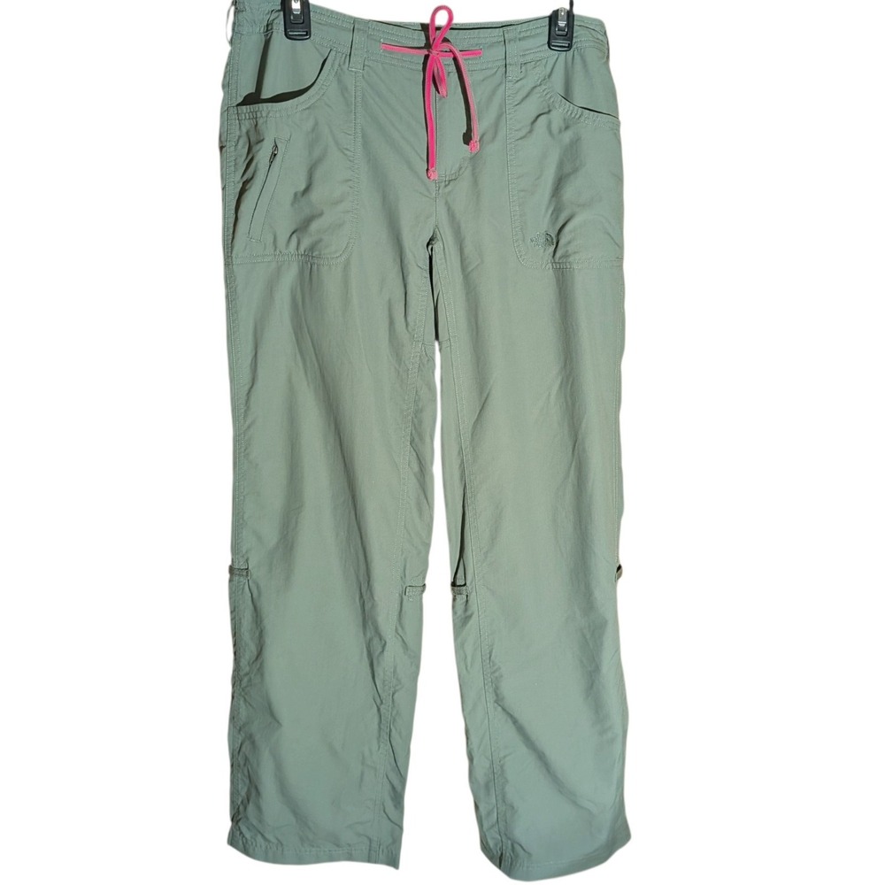The North Face Hiking Pants Gray Quick Dry Nylon Drawstring Waist Womens Eight
